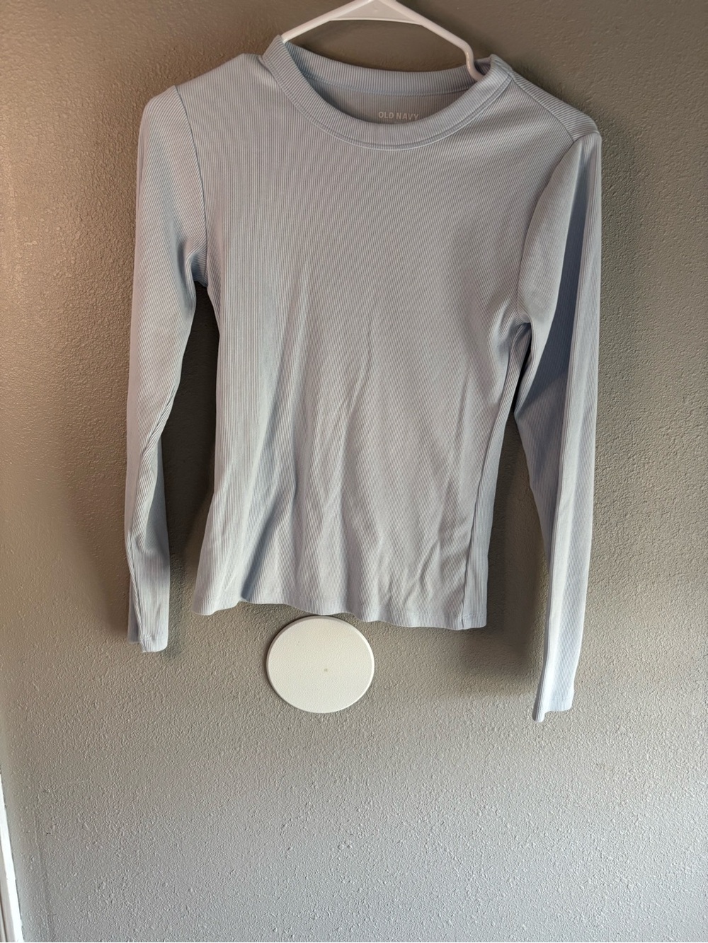 Old Navy Pale Blue Ribbed Long Sleeve Crewneck Top